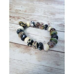 Vintage Stretch Bracelet Chunky Glass Beads (May Need New Cord)